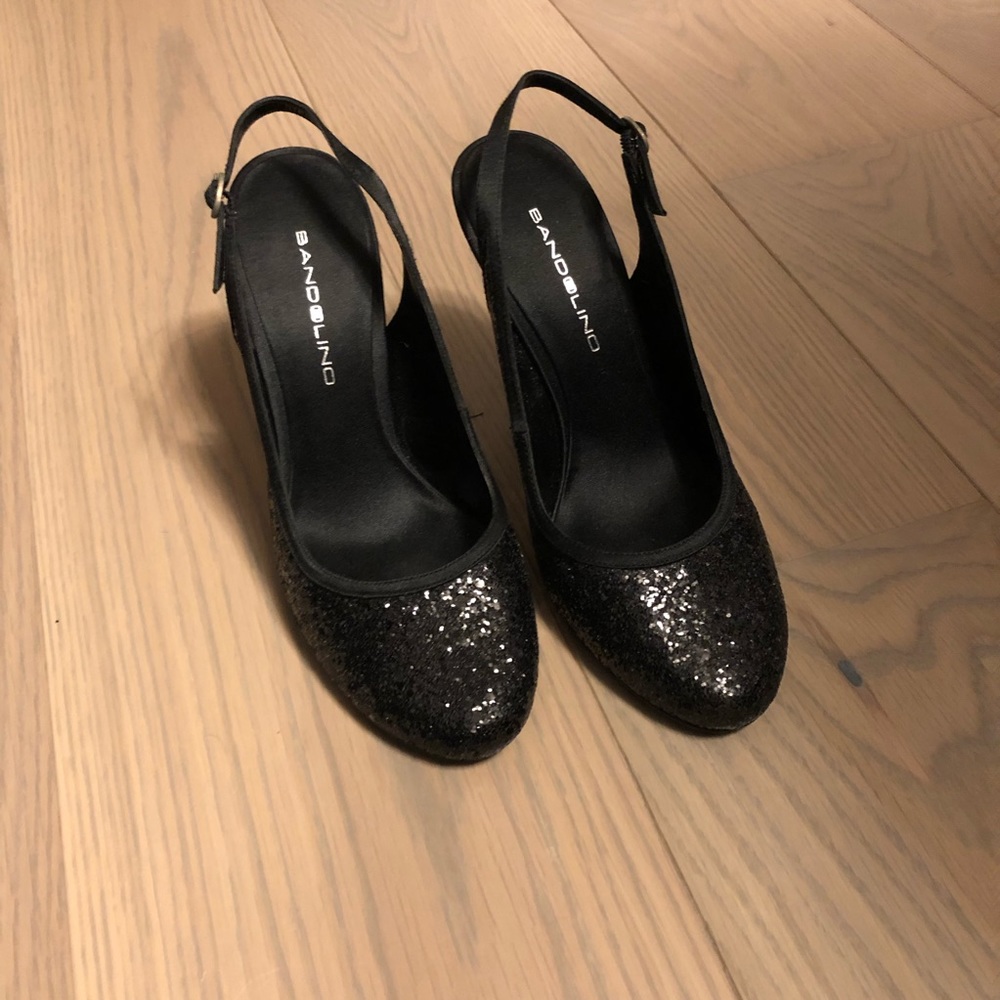 Black Sequin Slingbacks - Holiday Party Ready